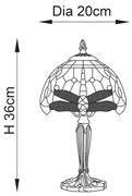 Endon 64088 - Lampă de masă Tiffany DRAGONFLY 1xE14/40W/230V Ø 20 cm