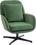 HOMCOM Fotoliu de Salon Rotativ 360° cu Pernă Lombară Detașabilă, Șezut Generos, Fotoliu Tapițat Modern din Catifea cu Cotiere, pentru Living, 73x83.5x85 cm, Verde | Aosom Romania