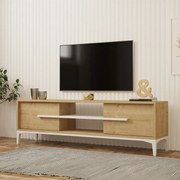 Comoda TV Eslora, culoare natural-alb, 160 x 34.6 x 45 cm
