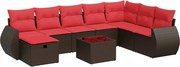 vidaXL Set canapele de grădină cu perne, 9 piese, maro, poliratan