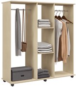 HOMCOM Dulap șină Mobilier de Depozitare Mobil 6 role 120L x 40l x 128Î cm din lemn natural | Aosom Romania