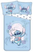 Lenjerie de pat pentru copii albastră din bumbac pentru pat de o persoană 140x200 cm Lilo and Stitch "Wave" – Jerry Fabrics