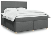 vidaXL Pat box spring cu saltea, gri închis, 180x200 cm, textil