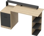 HOMCOM Masă pentru calculator cu spațiu de depozitare și rafturi, birou modern pentru birou și cameră de lucru, 140 cm, stejar | Aosom Romania