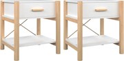 vidaXL Noptiere, 2 buc., alb, 42x38x45 cm, lemn prelucrat