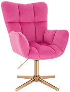 HR650CROSS Scaun Roz Catifea cu Bază Aurie