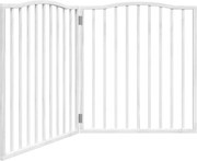 vidaXL Poartă câini pliabilă cu ușă, 4 panouri, alb, 320 cm, lemn plop