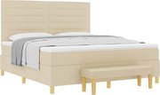 vidaXL Pat cu arcuri cu saltea cu headboard Crem 180 x 200 cm țesătură