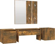 vidaXL Set de mobilier pentru hol, stejar fumuriu, lemn prelucrat