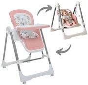 Scaun de masa bebelusi multifunctional 2 in 1 Kidizi Swingy roz, transformabil in leagan bebe