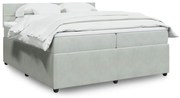 vidaXL Pat box spring cu saltea, gri deschis, 200x200 cm, catifea