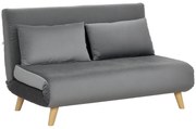 HOMCOM Canapea cu funcție de dormit Canapea de relaxare Sofa Canapea, inclusiv 2 perne, aspect de catifea, 130 x 78 x 79 cm, Gri | Aosom Romania