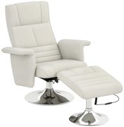 HOMCOM Fotoliu relaxant cu masaj și pouf, fotoliu TV cu spătar reglabil și șezut pivotant la 360° 78 x 95 x 88 cm crem | Aosom Romania