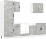 vidaXL Set dulapuri de bucătărie 7 piese „Lucca” gri beton Lemn