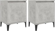vidaXL Noptiere cu picioare metalice, gri beton, 40x30x50 cm