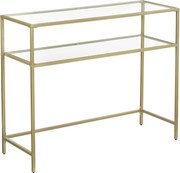 Consola Lines, Vasagle, 100 x 35 x 80 cm, otel/sticla temperata, auriu