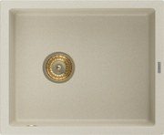 Mexen Pedro chiuvetă granit 1-cameră 560 x 460 mm, bej, sifon auriu - 6508561000-69-G