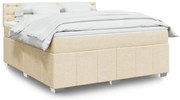 vidaXL Pat continental cu saltea, crem, 180x200 cm, textil