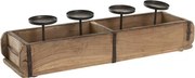 Suport lumânări decorativ ,natur din lemn de tec si metal, "Fjell"