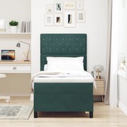 vidaXL Pat cu arcuri cu saltea Verde închis 90 x 200 cm Catifea