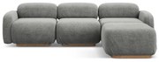 Colțar modular gri cu tapițerie din țesătură bouclé Ailani – Makamii