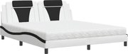 vidaXL Pat, Viana, cu saltea, alb și negru, 180x200 cm, piele ecologică