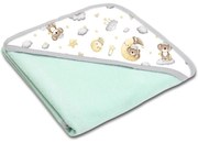 Prosop bebe din bumbac cu gluga 90x90 cm Kidizi Koala Dreams mint, potrivit de la nastere pana la 2 ani