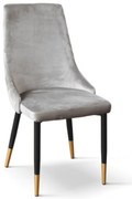 SET 4 Scaune Oro, structura metalica, catifea - GRI - CATIFEA - NEGRU - STANDARD