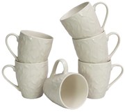 Set 6 cani cu frunze Albe, 370 ml
