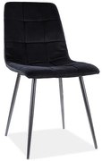 Scaun de sufragerie din catifea neagra MILA cu picioare negre