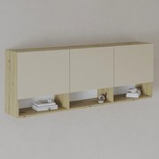 Dulap suspendat Malmo, 3 Usi, Stejar Artisan/Argila, 164 x 27 x 60 cm