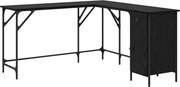 vidaXL Birou Stejar Negru 141 x 141 x 75 cm Lemn compozit