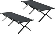 vidaXL Pat pliabil pentru camping Manual 2 pcs Negru 193 x 69 x 45 cm