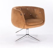 HR333CROSS Scaun Galben Miere Catifea cu Bază Cromata