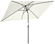Outsunny Umbrelă de Grădină Înclinabilă cu Manivelă și 6 Spiţe, 2x3 m, Alb Crem | Aosom Romania
