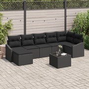 vidaXL Set de canapele pentru grădină 8 pcs Negru Rattan poli