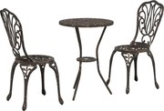 vidaXL Set Bistro de Grădină 3 pcs Bronz Aluminiu