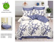 Lenjerie Din Bumbac Tip Finet 6 Piese Pentru Pat Dublu - Flori Mov