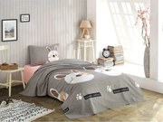 Set cuvertura pat 143EPJ5947, gri, bumbac, 160x235 cm, cu cearceaf si