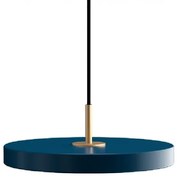 Lustra LED design scandinav Asteria mini - petrol blue/ auriu