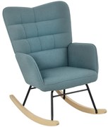 HOMCOM Fotoliu cu leagăn, formă ergonomică, leagăne din lemn solid, până la 120 kg, Albastru deschis | Aosom Romania