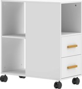 HOMCOM Suport pentru imprimantă Masă pentru imprimantă cu raft reglabil, roți pentru fax scanner 60 x 30 x 65 cm Alb | Aosom Romania