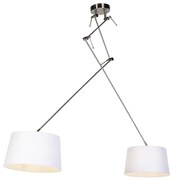 Lampă suspendată din oțel cu abajururi din in alb 35 cm cu 2 lumini - Blitz