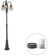 Lampă inteligentă de exterior neagră cu 3 lumini IP44 incluzând WiFi ST64 - Guardado