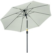 Outsunny Umbrelă de Grădină Înclinabilă pe 3 Unghiuri cu Manivelă, Ø265x240 cm, Alb Crem | Aosom Romania
