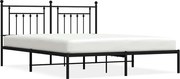 vidaXL Cadru de pat metalic cu tăblie, negru, 183x213 cm