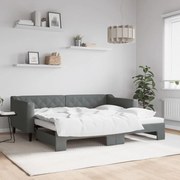 vidaXL Pat de zi cu extensie, gri închis, 90x190 cm, textil
