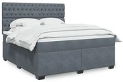 vidaXL Pat box spring cu saltea, gri închis, 180x200 cm, catifea