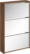 vidaXL Pantofar cu oglindă, 3 niveluri, Stejar maro, 63x17x102,5 cm
