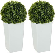 HOMCOM Set 2 bile artificiale eucalipt 65 cm plantă artificială cu protecție UV, 330 frunze în ghiveci, verde | Aosom Romania